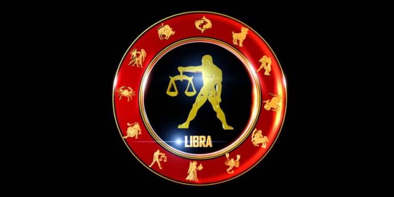 Roda de signos com libra no centro e todas as possibilidades de relacionamento que ele possui em sua volta.